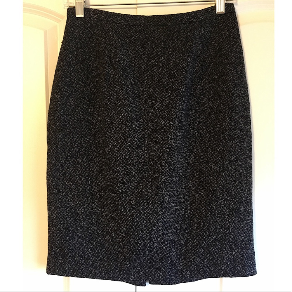 Ann Taylor Black/White Wool Knee Length Skirt Sz 8